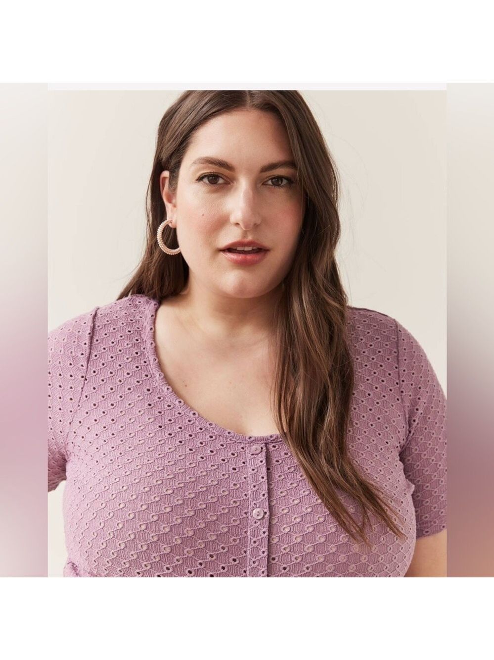 Pennington’s Lavender Eyelet short sleeve Knit Top Size 5x